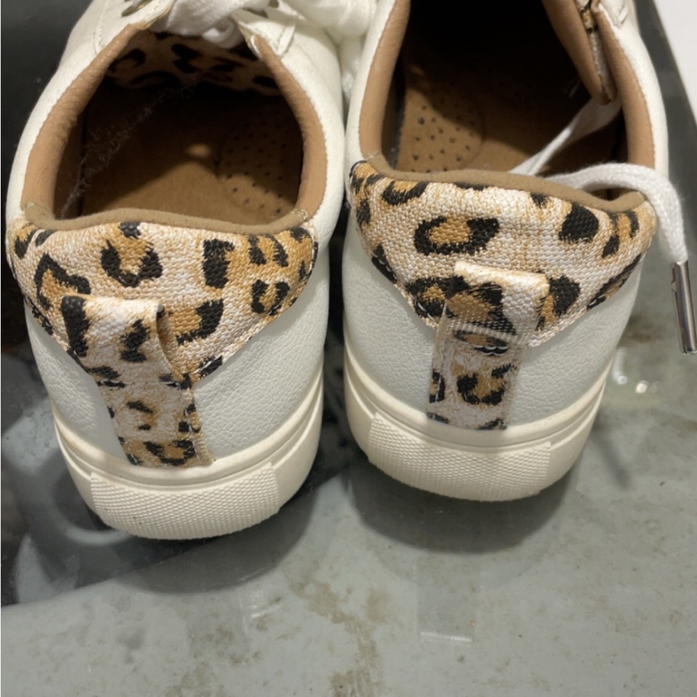 Leopard Accent White Sneakers